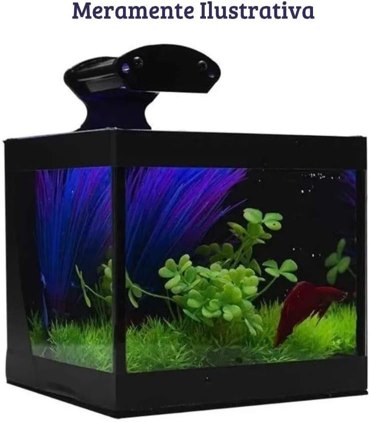 Aquário Betteira com Iluminação LED Bivolt e Decoração Aquabetta 17x15x15cm